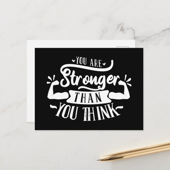 cool encouragement strong word art postcard (Front/Back In Situ)