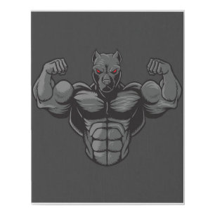 Cool English Bulldog Bodybuilder Weightlifting Faux Canvas Print