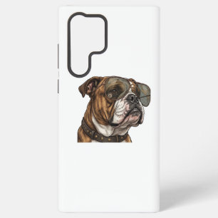 Cool English Bulldog in Aviator Sunglasses Samsung Galaxy S22 Ultra Case