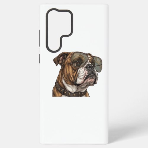 Cool English Bulldog in Aviator Sunglasses Samsung Galaxy S22 Ultra Case