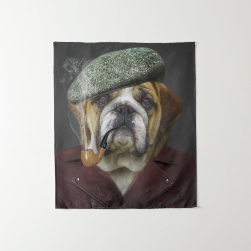 Cool English Bulldog Smoking Pipe Tapestry