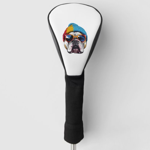 Cool English Bulldog Wearing A Beanie Hat Golf Head Cover