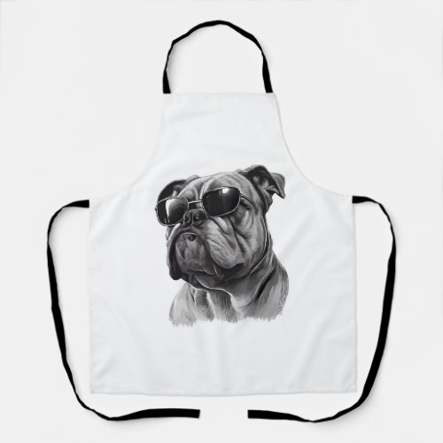 Cool English Bulldog Wearing Sunglasses Apron