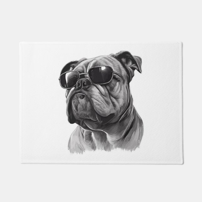Cool English Bulldog Wearing Sunglasses Doormat (Front)