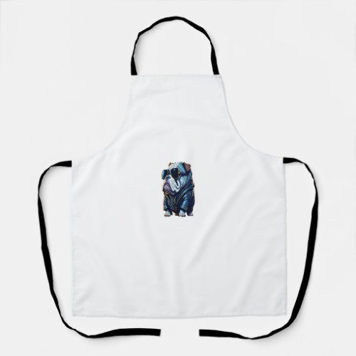 Cool English Bulldog with Sunglasses and Leather J Apron