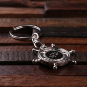 Cool Engraved Monogram Ship's Wheel Keychain (Front)