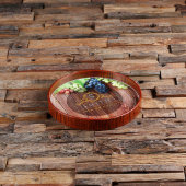 Cool Engraved Vineyard Round Serving Tray (Front Top)