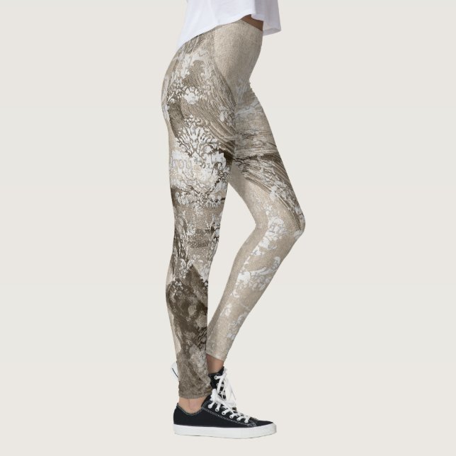 Cool Ephemera Pattern Leggings - Abstract Cute (Right)