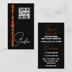 Cool Esthetician Modern Logo Photo Template Orange Business Card