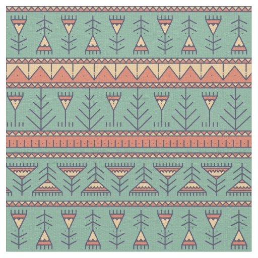 Cool Ethnic pattern Turquoise background Trendy Fabric