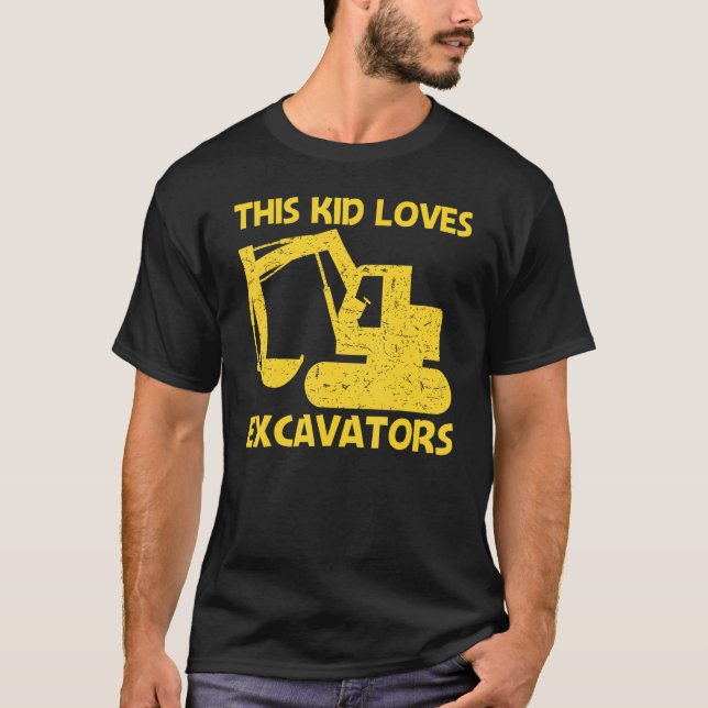 Cool Excavator For Kids Boys Heavy Equipment Opera T-Shirt (Front)