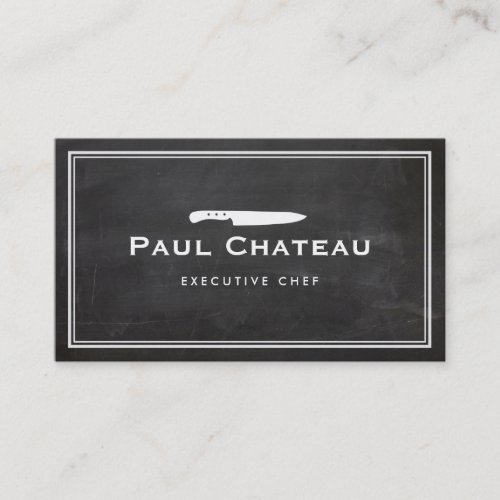 Cool Executive Chef Knife Blogo Black Chalkboard Business Card