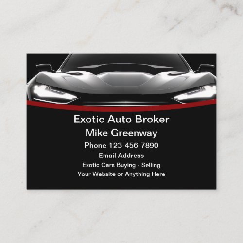 Cool Exotic Car Auto Broker Business Cards