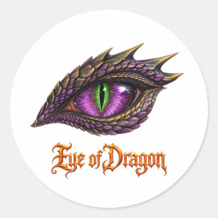  Cool Eye of Dragon Purple Fantasy Dragon Eyeball  Classic Round Sticker