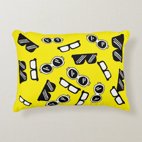 Cool eyeware pattern black ansd yellow accent pillow