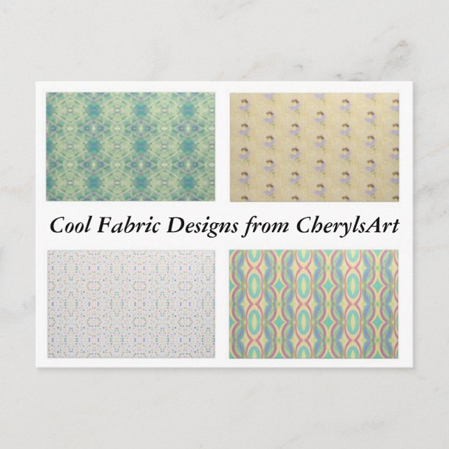 Cool Fabric Designs from CherylsArt Postcards (Front)