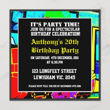 Cool Face Birthday Invitation by visionsoflife at Zazzle