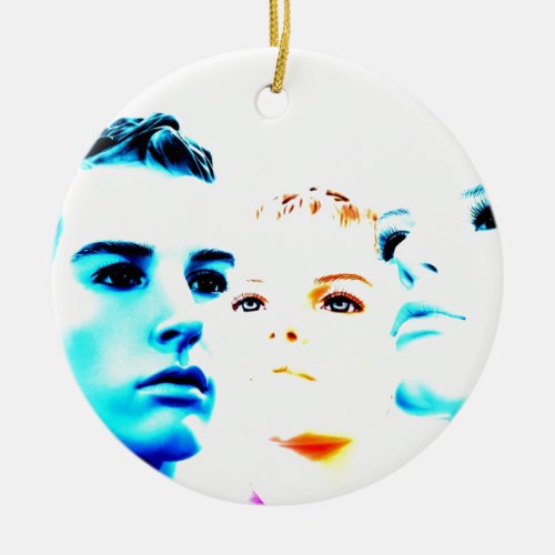 Cool faces three friends minimalist design ceramic ornament