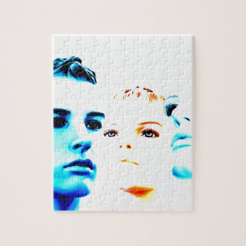 Cool faces three friends minimalist design jigsaw puzzle