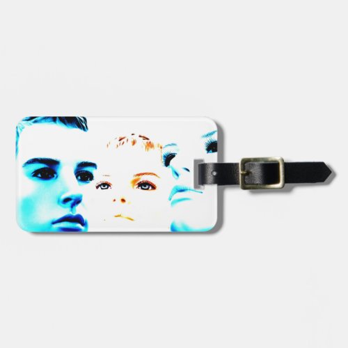 Cool faces three friends minimalist design luggage tag