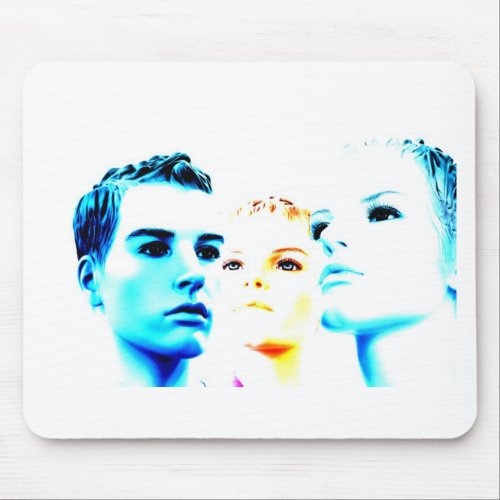 Cool faces three friends minimalist design mouse pad