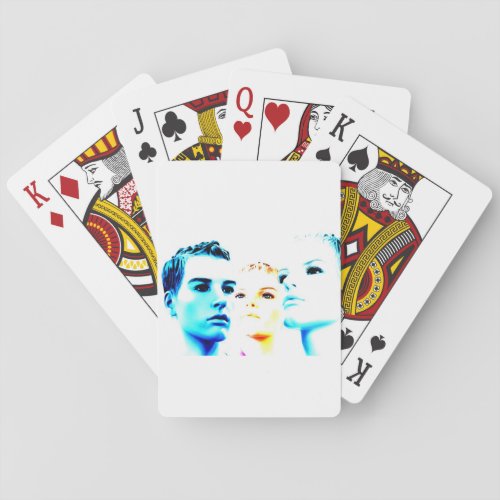 Cool faces three friends minimalist design poker cards