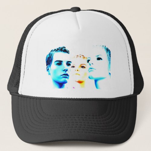 Cool faces three friends minimalist design trucker hat