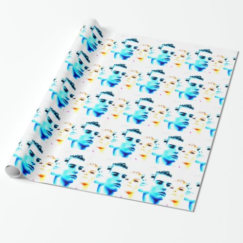 Cool faces three friends minimalist design wrapping paper