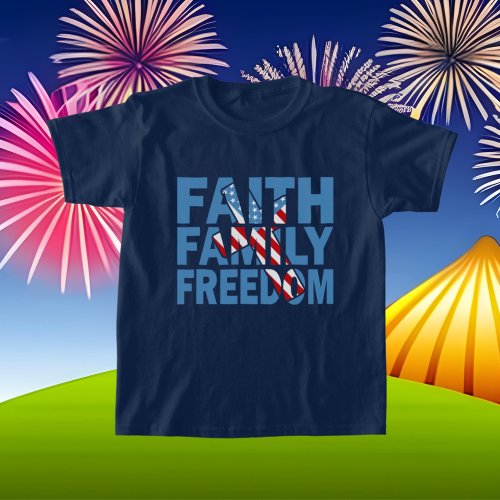 cool Faith Family Freedom unisex kids Patriotic T_Shirt