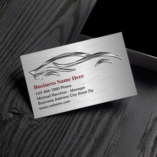 Cool Fake Metallic Look Automotive Business Cards
