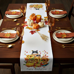 Cool fall cat short table runner