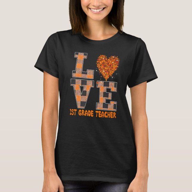 Cool Fall Paraeducator Cute Fall Teacher First Gra T-Shirt (Front)