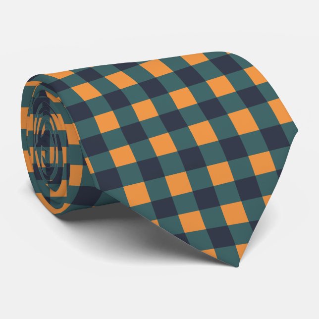 cool Fall Seasonal check pattern Neck Tie (Rolled)