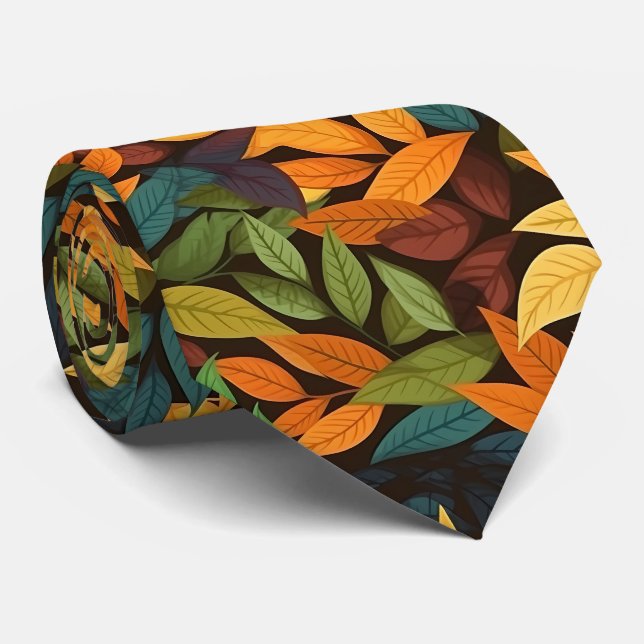 Cool Fall Seasonal leaf tiled pattern  Neck Tie (Rolled)