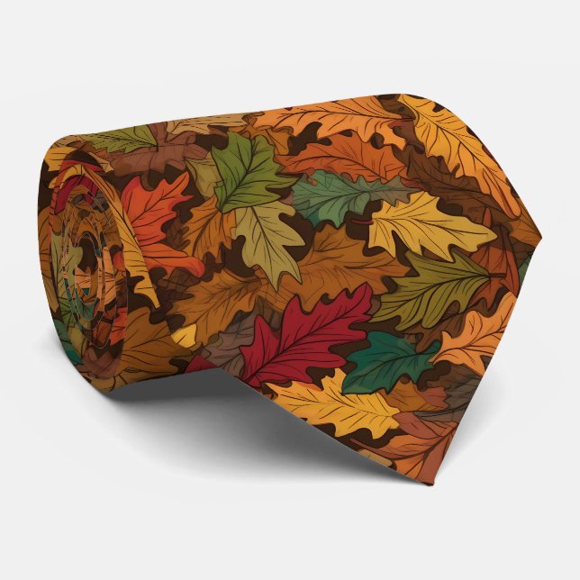 Cool Fall Seasonal leaf tiled pattern  Neck Tie (Rolled)