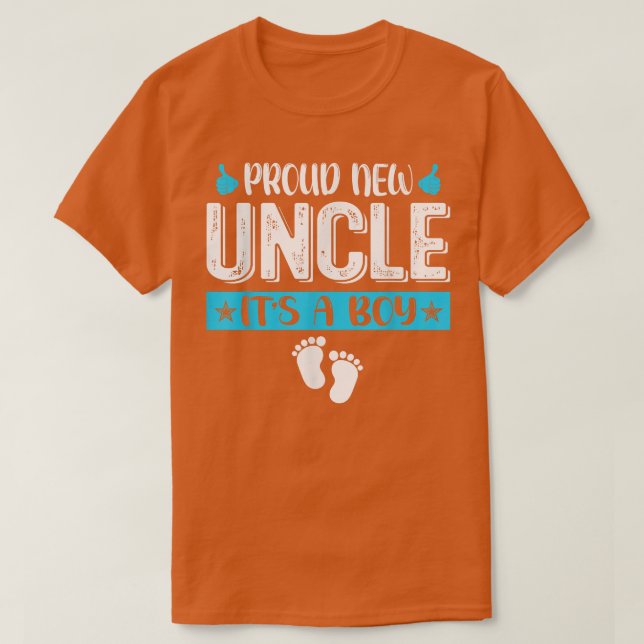 Cool Family Proud New Uncle It's A Boy Gender Reve T-Shirt (Design Front)
