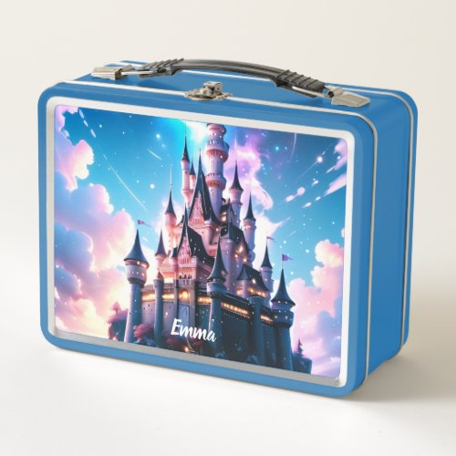 Cool Fantasy Castle Custom Script Name Metal Lunch Box