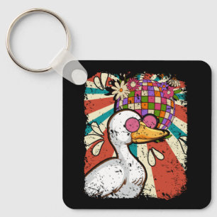 Cool Farm Animal Disco Ball Sunglasses Retro Silly Keychain