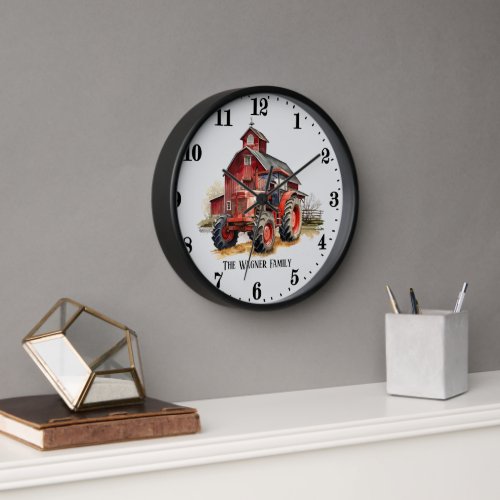 Cool farm tractor add family name clock