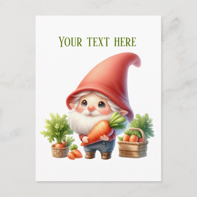 Cool Farmer customizable gnome carrot  Postcard (Front)