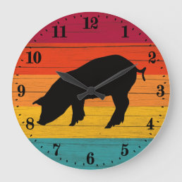 cool farmhouse Country pig Large Clock