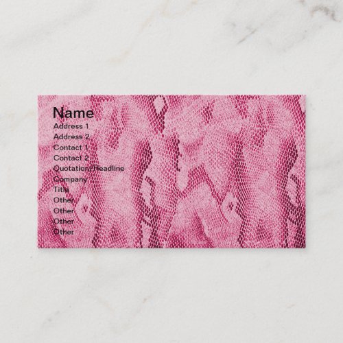 Cool fashionable girly hot pink snake skin image business card