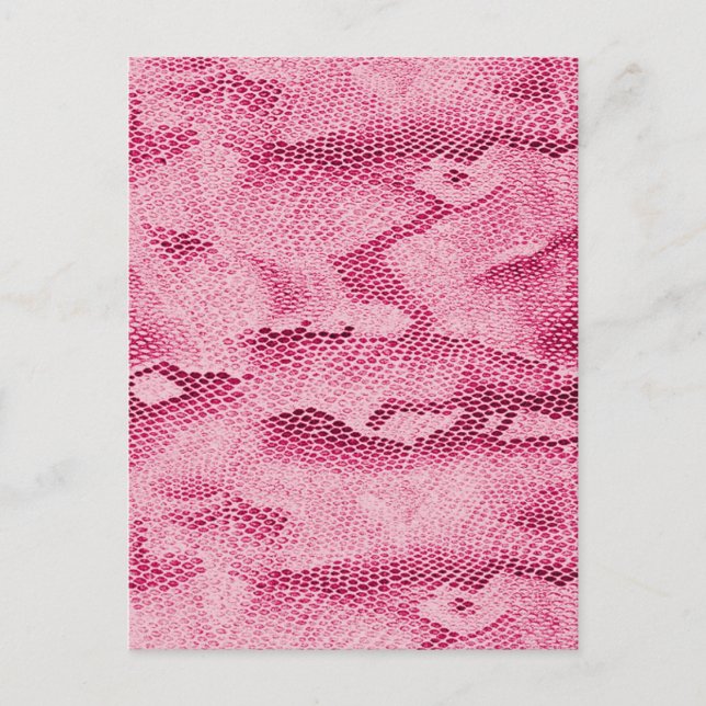 Cool fashionable girly hot pink snake skin image postcard (Front)