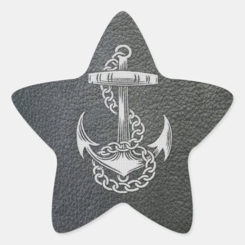 Cool fashionable silver metal shine effects anchor star sticker