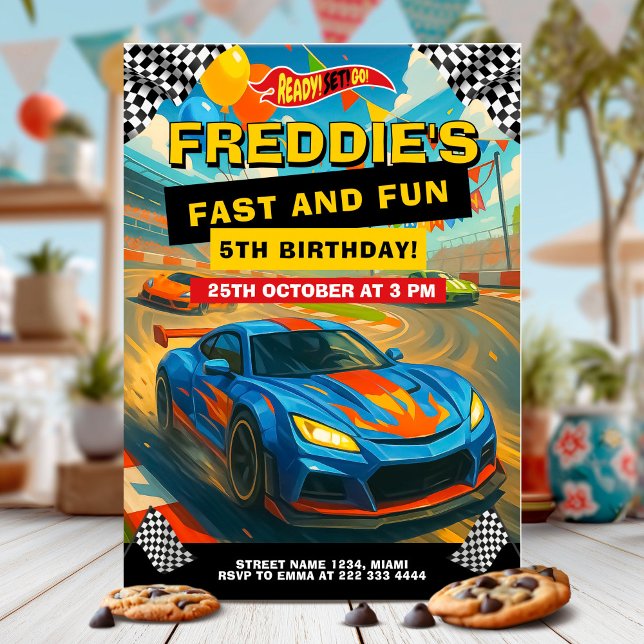 Cool Fast Race Car Birthday Party Invitation (Creator Uploaded)