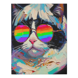 Cool Fat Cat (Painting #1 / Black) Faux Canvas Print