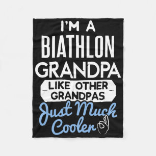 Cool Fathers Day Biathlon Grandpa Fleece Blanket