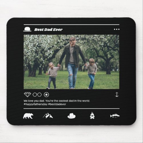 Cool Fathers Day Dad Instagram Post Custom Photo Mouse Pad