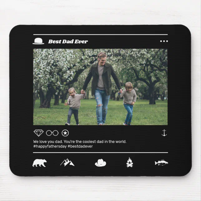 Cool Father's Day Dad Instagram Post Custom Photo Mouse Pad | Zazzle