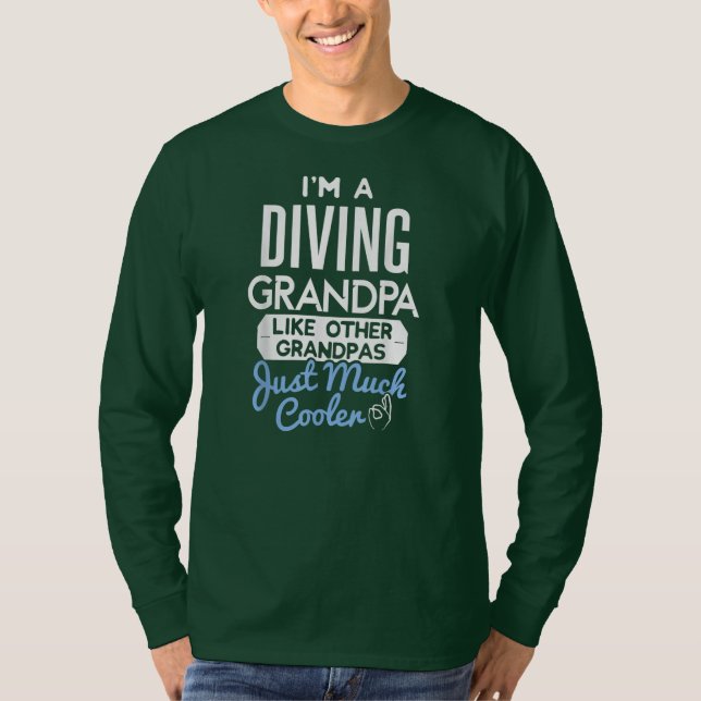 Cool Fathers Day Design Diving Grandpa  T-Shirt (Front)